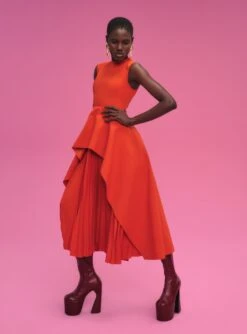 The Severny Midi Dress In Copper -Paramount Dresses Store 211119 SolaceLondon PF22 Look 56 006 v2