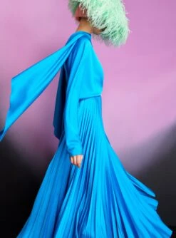 The Henley Skirt In Blue -Paramount Dresses Store 220411 SolaceLondon RS23 50 112 R1