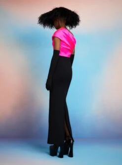 The Selia Maxi Dress In Hot Pink & Black -Paramount Dresses Store 220714 SolaceLondon SS23 12 133 R1