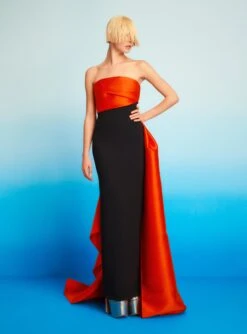 The Kinsley Maxi Dress In Orange & Black