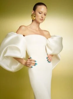 The Pia Maxi Dress In Cream -Paramount Dresses Store 221020 SolaceLondon PF23 05 047 R1