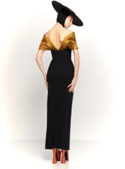 The Dakota Maxi Dress In Gold And Black -Paramount Dresses Store 230309 SolaceLondon RS23 38 068 R1