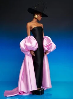 The Lea Maxi Dress In Black And Blush -Paramount Dresses Store 230309 SolaceLondon RS23 57 054 R1