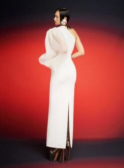 The Hudson Maxi Dress In Cream -Paramount Dresses Store 230309 SolaceLondon RS23 65 170 R1