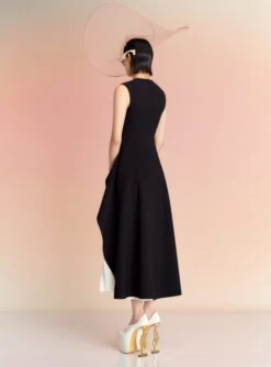 The Severny Midi Dress In Black & Cream -Paramount Dresses Store SEVERNY MIDI DRESS OS30037 BLACK CREAM 097 R1