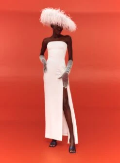 The Dolly Maxi Dress In Cream -Paramount Dresses Store SOLACE LONDON OS23017 DOLLY MAXI DRESS WINTER WHITE 1