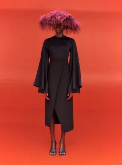 The Asta Midi Dress In Black -Paramount Dresses Store SOLACE LONDON OS30035 ASTA MIDI DRESS BLACK 2