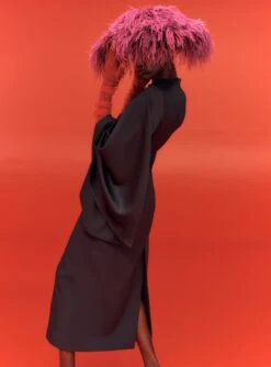 The Asta Midi Dress In Black -Paramount Dresses Store SOLACE LONDON OS30035 ASTA MIDI DRESS BLACK 4