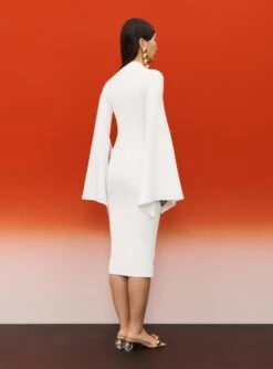 The Ami Midi Dress In Cream -Paramount Dresses Store SOLACE LONDON OS31073 AMI MIDI DRESS CREAM 2