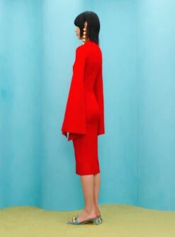 The Ami Midi Dress In Red -Paramount Dresses Store SOLACE LONDON OS31073 AMI MIDI DRESS RED 3