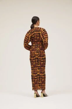 The Mirabelle Dress In Brown Painted Check -Paramount Dresses Store solace london os21061a mirabelle brown painted check back 3