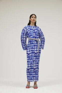 The Mirabelle Dress In Cobalt Blue Painted Check -Paramount Dresses Store solace london os21061a mirabelle colbalt blue painted check front 2