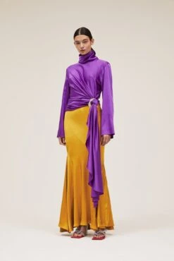 The Laramie Skirt In Gold 7 The Laramie Skirt In Gold -Paramount Dresses Store solace london os27035 laramie gold side 1