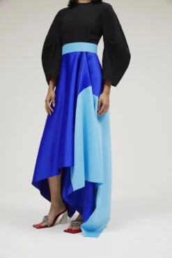 The Quinn Dress In Black & Cobalt Blue -Paramount Dresses Store solace london os27048 quinn black cobalt blue detail 4 1
