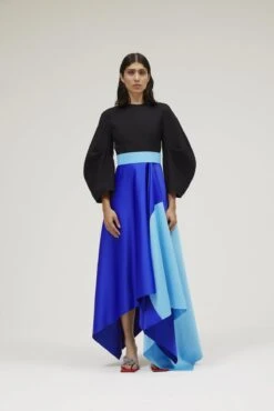 The Quinn Dress In Black & Cobalt Blue