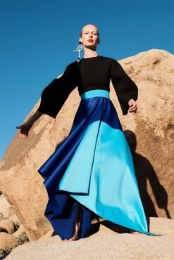 The Quinn Dress In Black & Cobalt Blue -Paramount Dresses Store solace london os27048 quinn black cobalt blue shoot 2