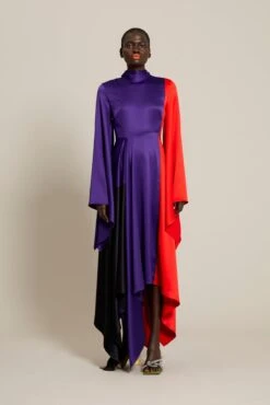 The Ella Dress In Colour Block Purple