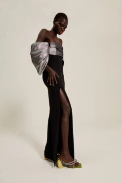 The Luna Dress In Gunmetal -Paramount Dresses Store solace london os29017 luna gunmetal side 3 2